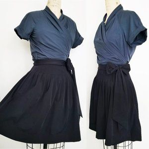 Diane von Furstenberg Womens Colorblock Wrap Dress Pleats Black Grey